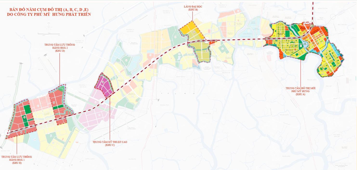 ban do cum do thi A B C D E Phu My Hung